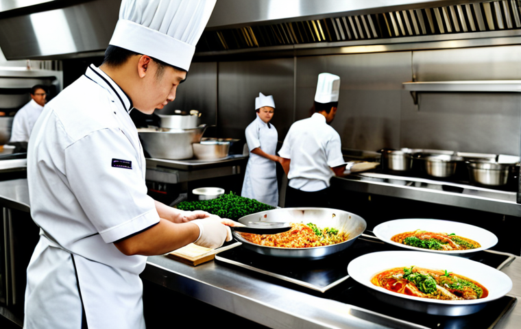 중식조리 자격증 과목별 공부법 - **Prompt:** A professional-looking chef, wearing a clean chef's uniform, expertly wielding a wok in ...