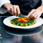 중식조리 자격증에 필요한 기술 - **Prompt:** A focused professional Chinese chef in a clean, modern kitchen, meticulously performing ...