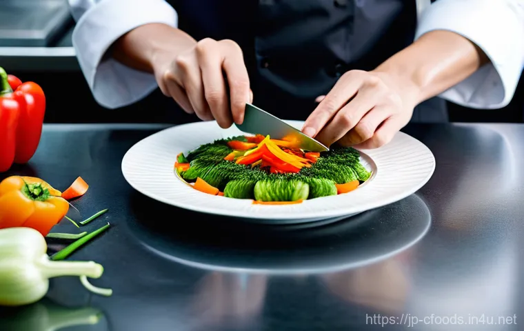 중식조리 자격증에 필요한 기술 - **Prompt:** A focused professional Chinese chef in a clean, modern kitchen, meticulously performing ...