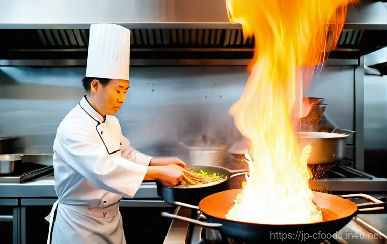 중식조리 자격증에 필요한 기술 - **Prompt:** A focused professional Chinese chef in a clean, modern kitchen, meticulously performing ...