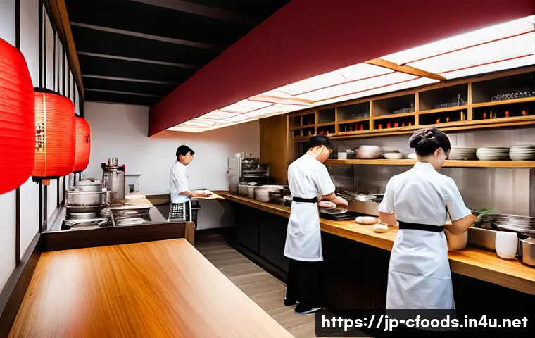 중식조리 자격증 취득 후 창업 - A modern Japanese-Chinese fusion restaurant interior featuring warm wooden accents, clean and minima...